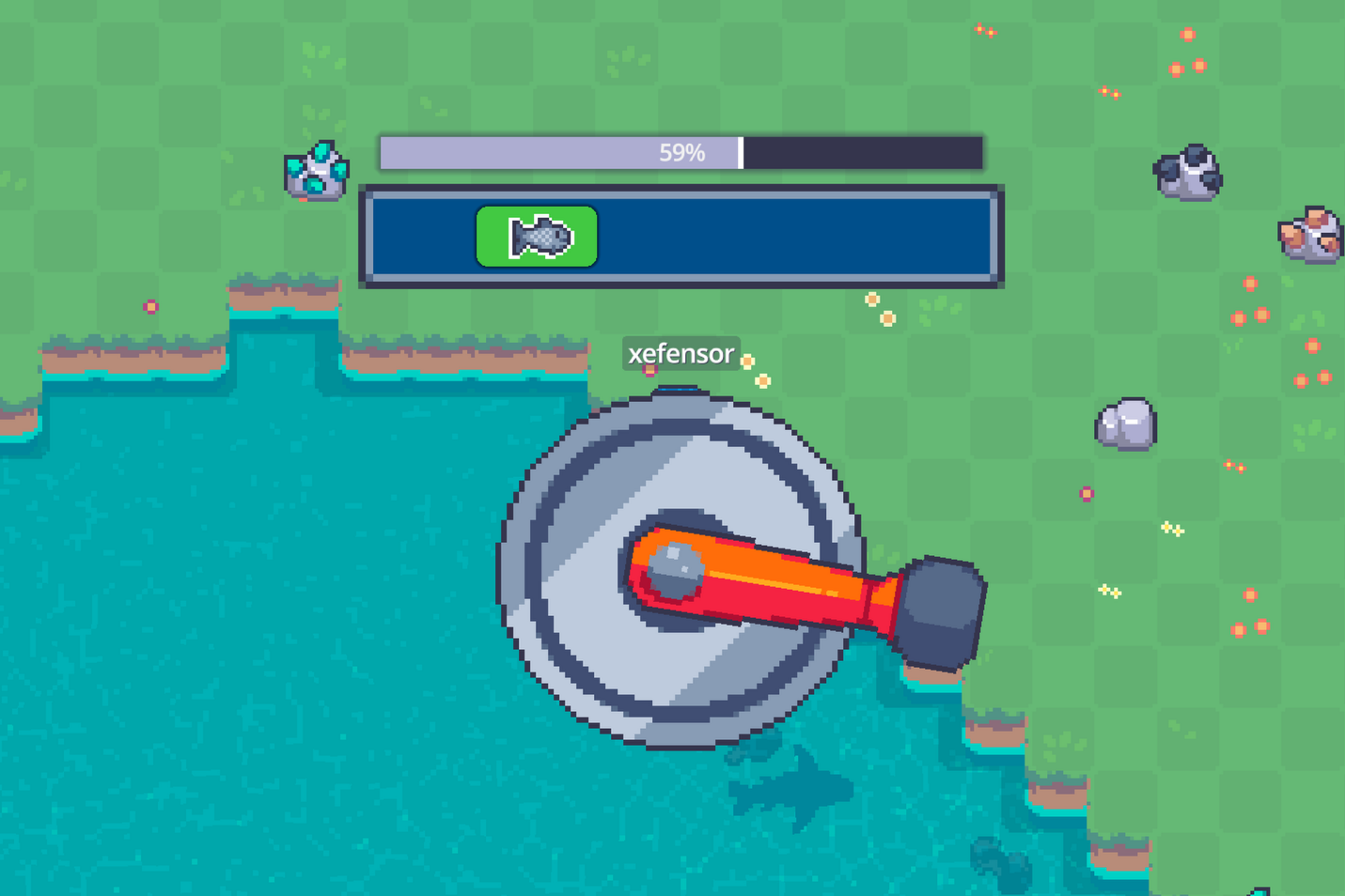 screenshot of fishing minigame