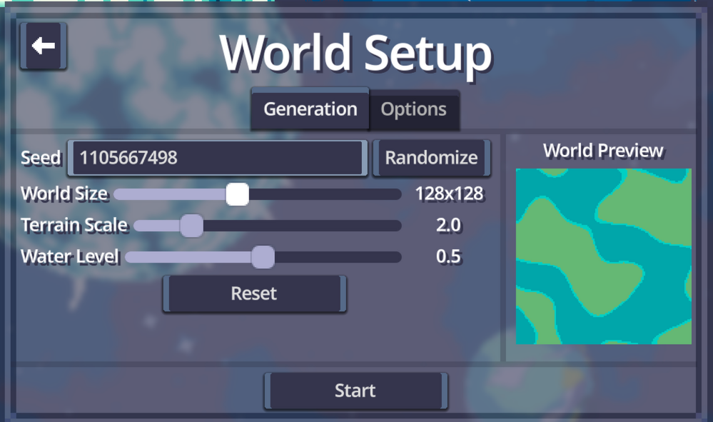 screenshot of world gen